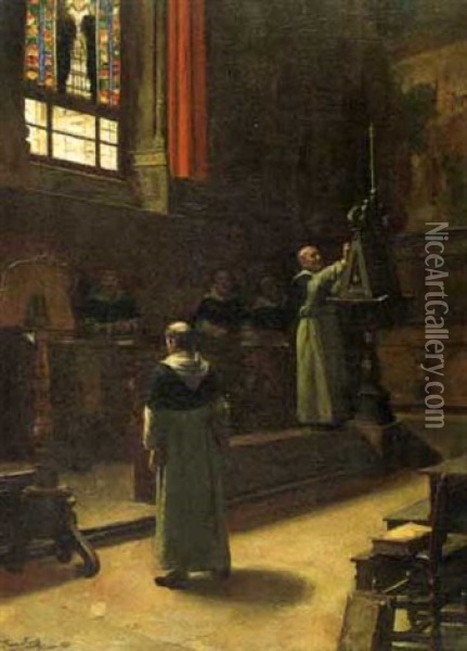 Interior De Sta Maria Novella, Florence Oil Painting - Franz Meerts