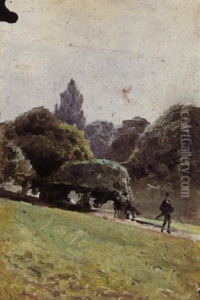 Promenade Au Bois De Boulogne Oil Painting - Enrique Atalaya