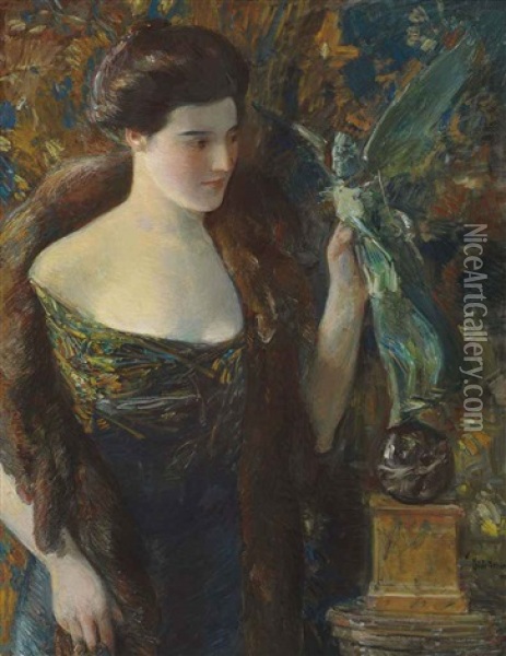 Portrait Of Mrs. Corbett Oil Painting - Childe Hassam