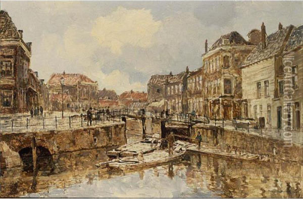 A View Of Schiedam Oil Painting - Johann Hendrik Van Mastenbroek