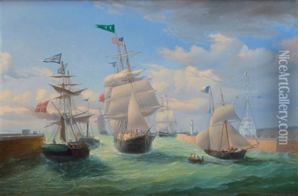 Sortie De Port Oil Painting - Ambroise Louis Garneray