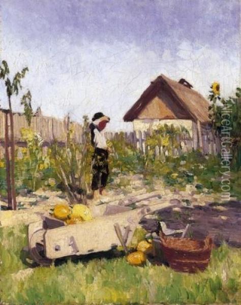 Sunlit Garden Oil Painting - Jeno Kemenyffi