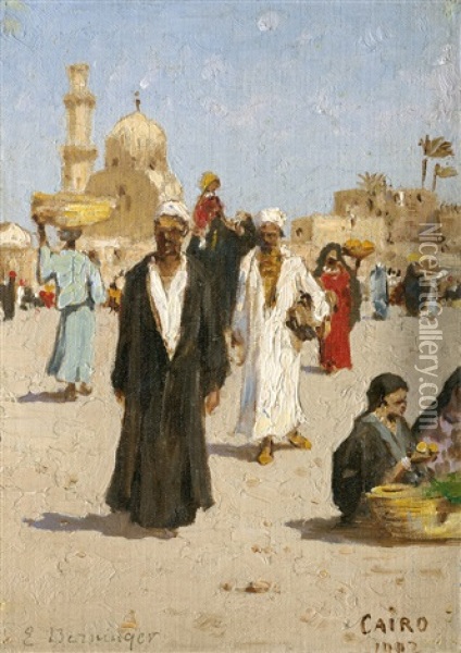 Strasenszene In Kairo Oil Painting - Edmund Berninger