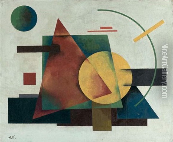 Suprematist Composition With Arch Moscou Oil Painting - Ivan Kliun