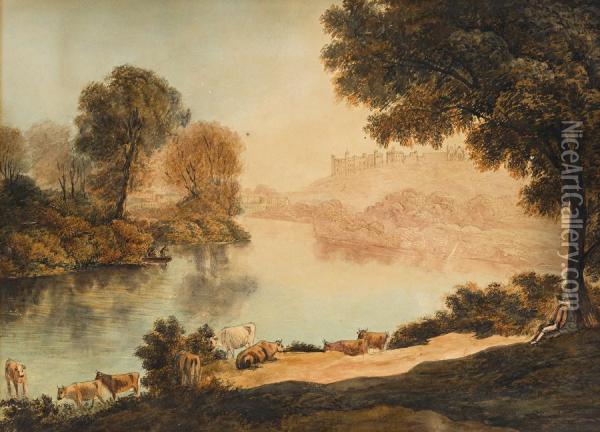 Herdsmen By A Stream Oil Painting - John Glover