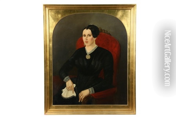 Portrait Of Mary Cook Schwoll Of Brooklyn, Ny Oil Painting - Erastus Salisbury Field