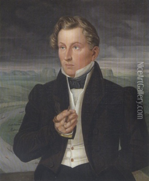 Portrat Des Seidenhandlers Johann Carl Gottlob Schneider Oil Painting - Wilhem von Kuegelgen