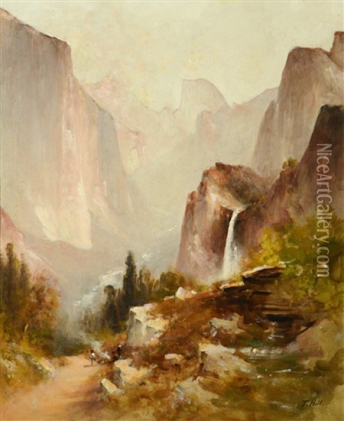 Bridal Veil Falls - Yosemite Oil Painting - Thomas Hill