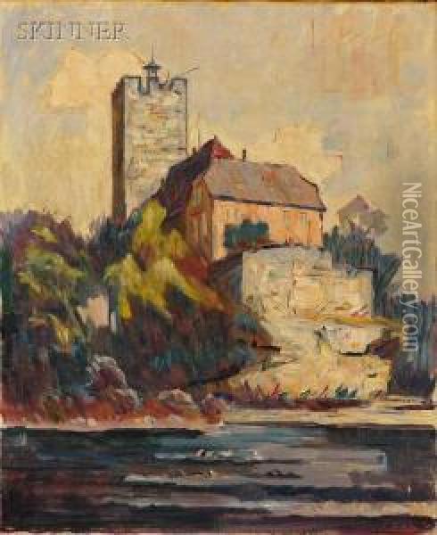 Studie: Burg In Lauffen/neckar Oil Painting - Christian Nass