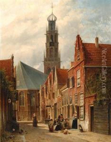 View Of The Bakenesser-tower In Haarlem Oil Painting - Pieter Gerard Vertin