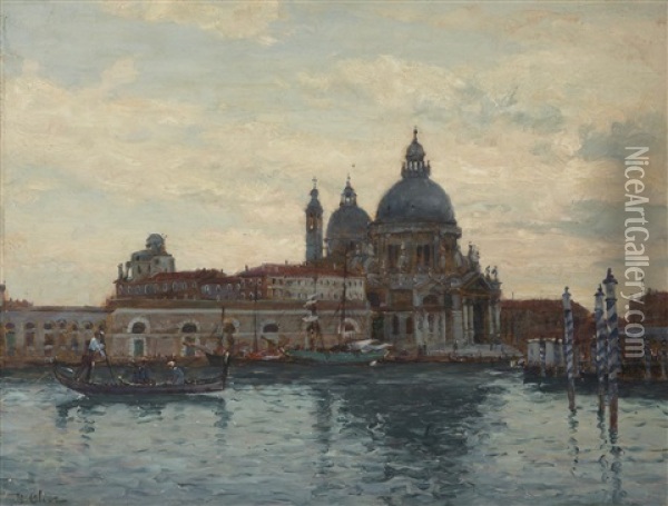 Vue De Venise Oil Painting - Jean Baptiste Olive