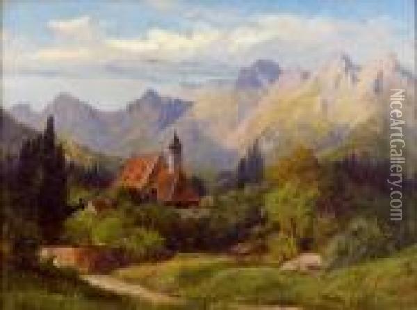Kircherl In Den Bergen Oil Painting - Konrad Petrides