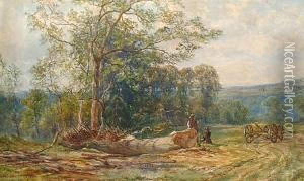 'felling Oaks, Colney Hatch' And Inscribed 'john Faulkner...' (lower Left) Oil Painting - John Faulkner