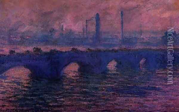 Waterloo Bridge Overcast Weather Oil Painting - Claude Oscar Monet