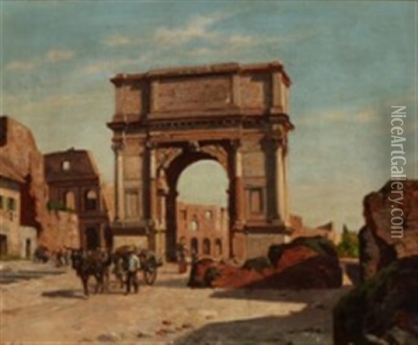 View From Rome Oil Painting - August Fischer