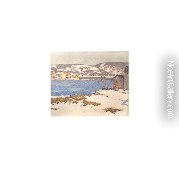 New Hope-lambertville Covered Bridge Oil Painting - Robert Spencer