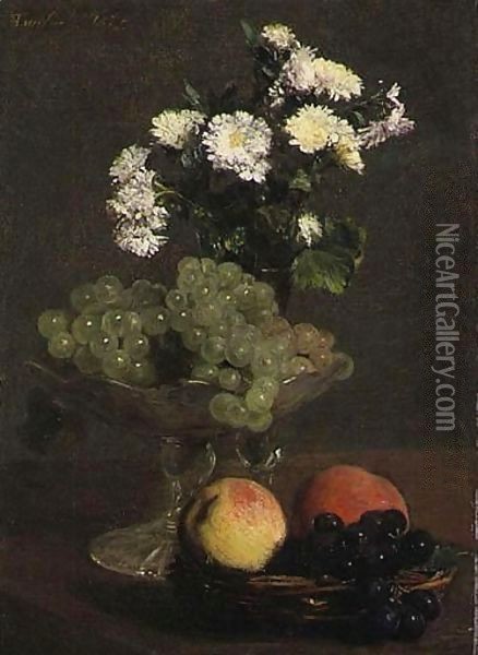 Nature Morte, Fleurs Et Fruits Oil Painting - Ignace Henri Jean Fantin-Latour