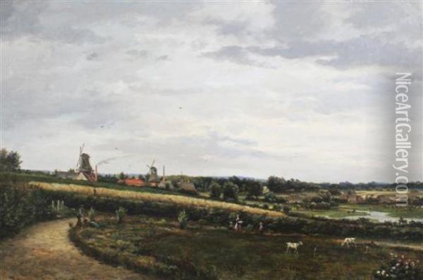 Extensive Landscape With Figures In The Foreground Oil Painting - Jan Hermanus Melcher Tilmes