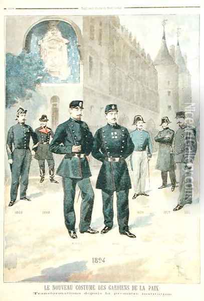 The New Uniform of the Gardiens de la Paix, from Le Petit Journal 8th October 1894 Oil Painting - Oswaldo Tofani