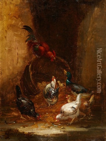 Scene De Basse Cour Oil Painting - Antoine Guilleminet