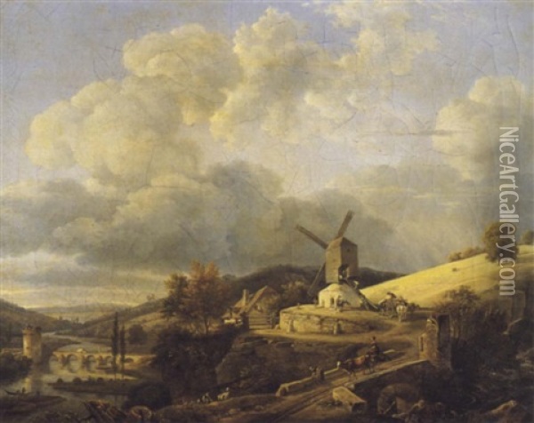 Paysage Avec Un Pont Et Un Moulin Oil Painting - Jean-Louis Demarne