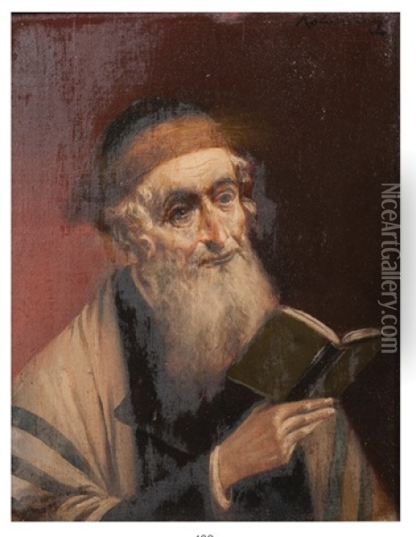 Portrait D'un Rabbin Oil Painting - Lajos Koloszvary