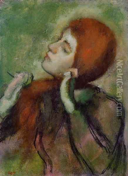 Woman Combing Her Hair III Oil Painting - Edgar Degas