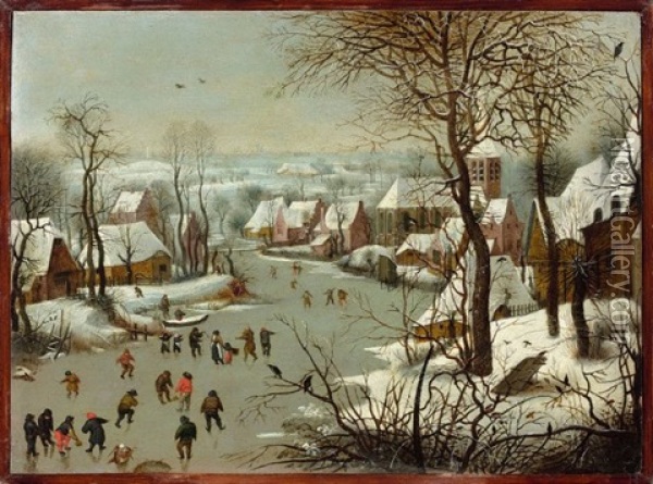 Paysage D'hiver A La Trappe Aux Oiseaux Oil Painting - Jan Brueghel the Elder