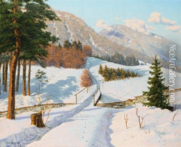 Winter In Dauphine Oil Painting - Boris Vasilievich Bessonov