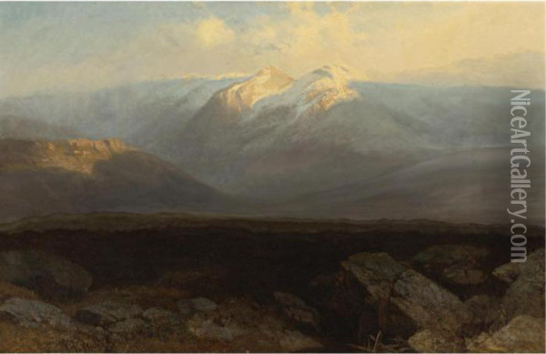 View Of Iztaccihuatl, Mexico Oil Painting - August Lohr