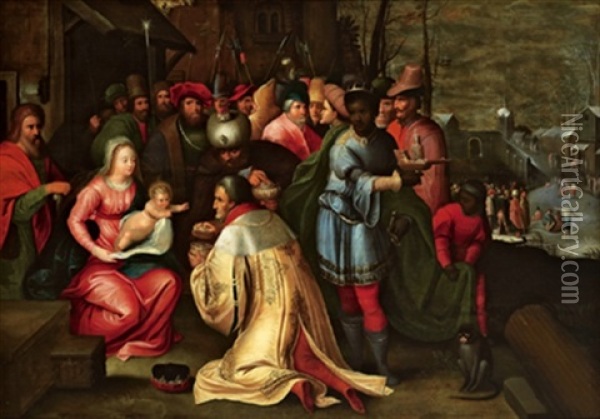 Die Anbetung Der Konige Oil Painting - Gaspar van den Hoecke
