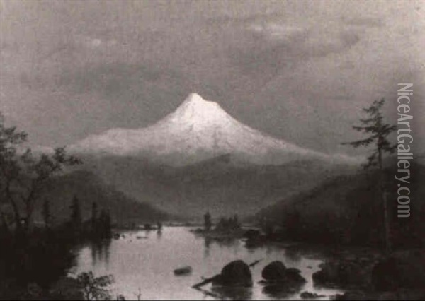 Mt. Hood At Sunset From Hood River, Orgeon Oil Painting - William Samuel Parrott