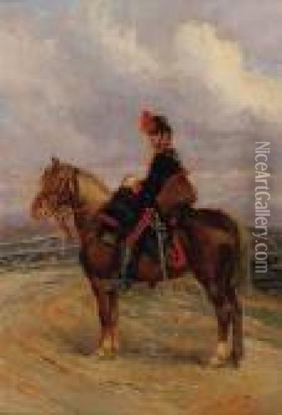 Militaire A Cheval Oil Painting - Jean Baptiste Edouard Detaille