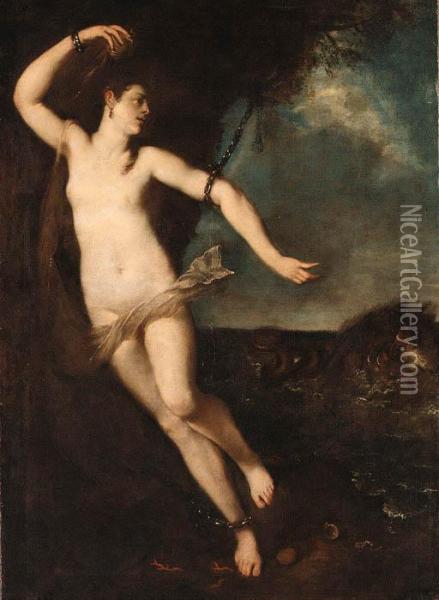 Andromeda Oil Painting - Tiziano Vecellio (Titian)