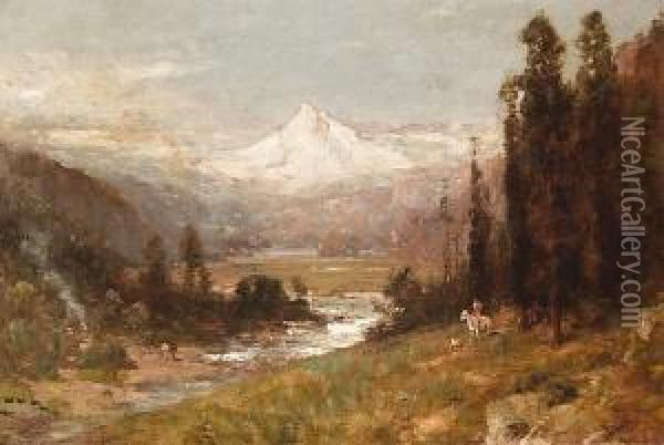 A View Of Mt. Hood Oil Painting - Thomas Hill