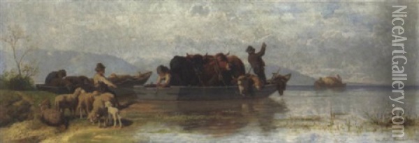 Viehtransport Auf Dem See Oil Painting - Christian Friedrich Mali