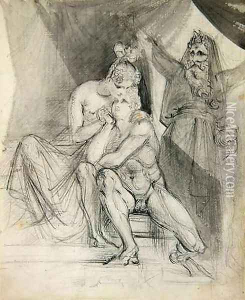 Prospero Watching Ferdinand and Miranda Oil Painting - Theodor Von Holst