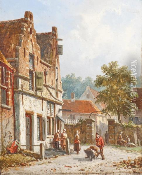 Village View Oil Painting - Adrianus Eversen