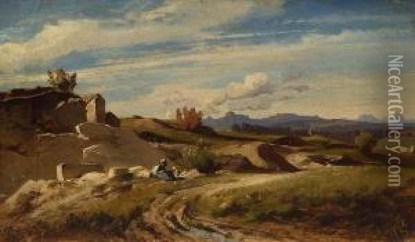 Voralpenlandschaft Mit Einem
 Steinbruch Oil Painting - August Seidel