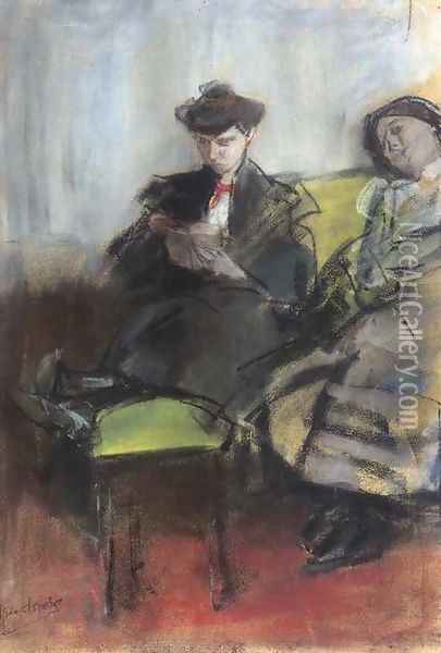 Interieur met twee dames Oil Painting - Isaac Israels