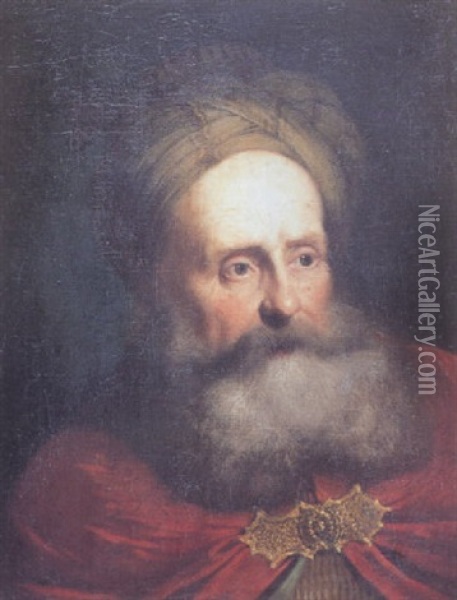Study Of An Oriental Bearded Gentleman Oil Painting - Christian Wilhelm Ernst Dietrich