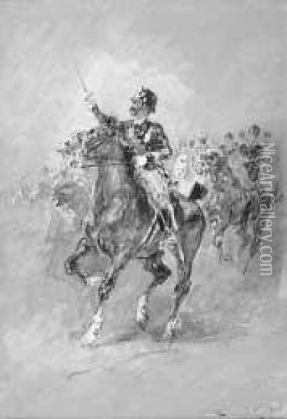 <carica Di Cavalleria> 1904 Oil Painting - Francesco, Lord Mancini