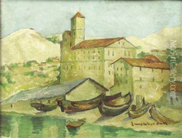 Boats At Balcic Oil Painting - Gheorghe Zamphiropol Dall
