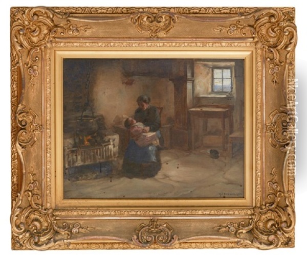 The Sleeping Child Oil Painting - Henry John Dobson