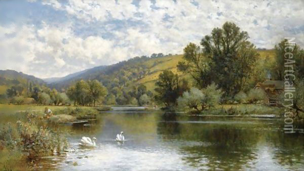 On The Thames Oil Painting - Alfred Glendening