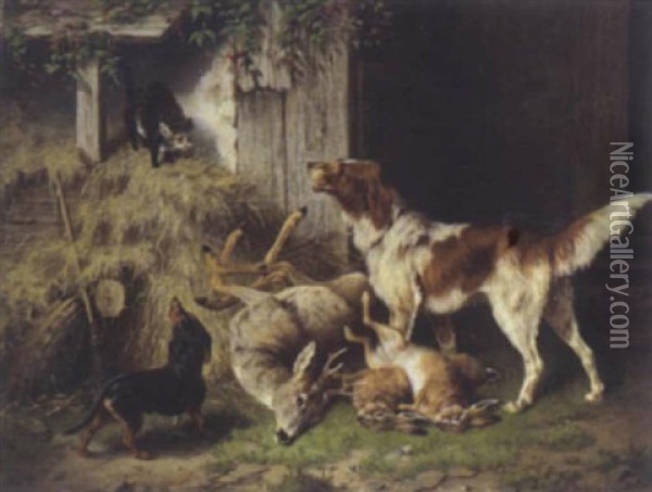 Die Gut Bewachte Jagdbeute Oil Painting - Otto Grashey