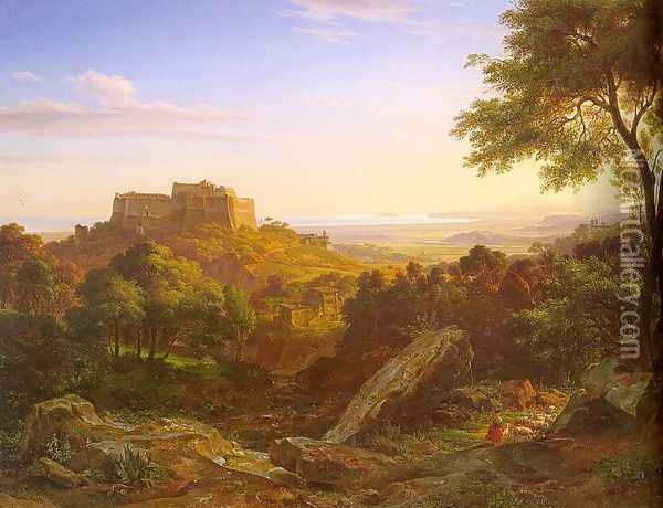 View of Massa di Carrara, 1830 Oil Painting - Ernst Fries