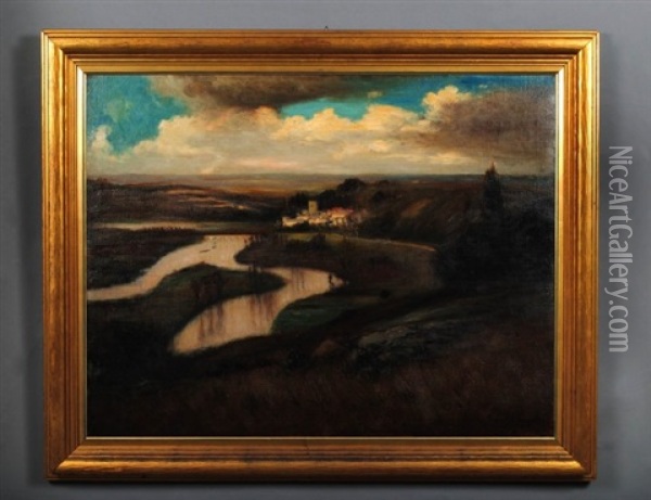 Landscape With Town In The Distance Oil Painting - George Henry Bogert
