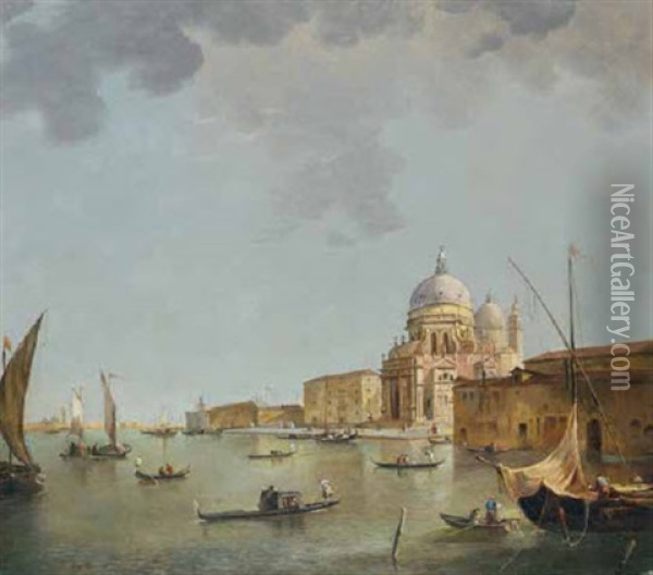 Venezia, Canal Grande Con La Chiesa Della Salute E Punta Della Dogana Oil Painting - Giacomo Guardi