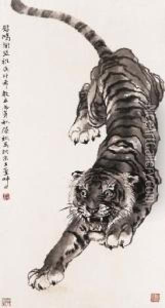 Tiger Oil Painting - Hu Zaobin